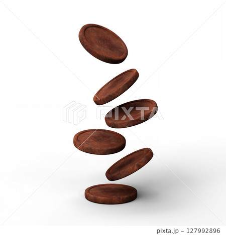Stack of Rusted Metal Coins Against White...のイラスト素材 [127992896] - PIXTA