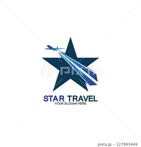 Star travel logo design. Travel agency logo design. Amazing destinations creative symbol concept. 127993449