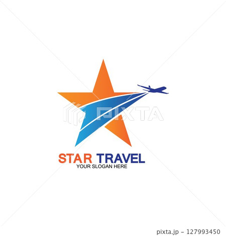 Star travel logo design. Travel agency logo design. Amazing destinations creative symbol concept. 127993450