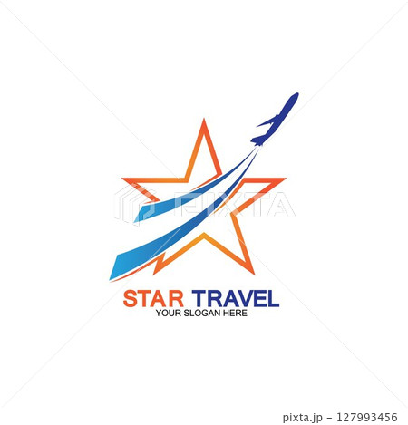 Star travel logo design. Travel agency logo design. Amazing destinations creative symbol concept. 127993456