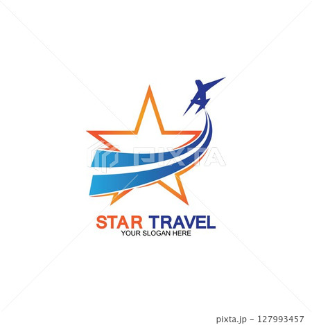 Star travel logo design. Travel agency logo design. Amazing destinations creative symbol concept. 127993457