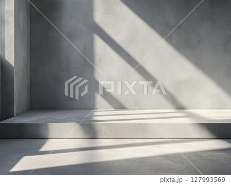 Abstract concrete interior with shadow on wall. Mock up, 3D Rendering 127993569