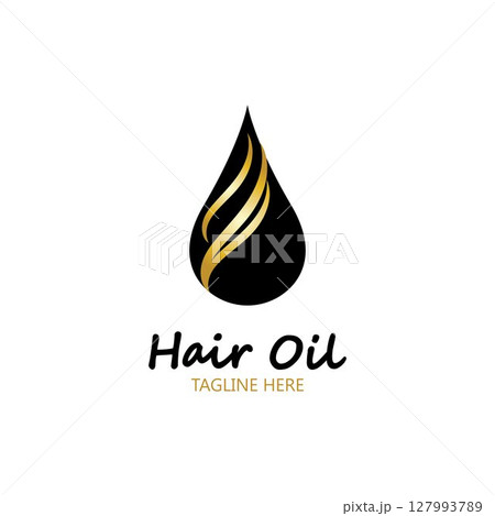 hair oil essential logo with drop oil and hair logo symbol-vector 127993789