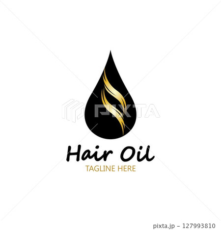 hair oil essential logo with drop oil and hair logo symbol-vector 127993810
