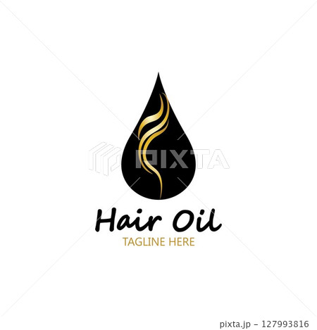 hair oil essential logo with drop oil and hair logo symbol-vector 127993816