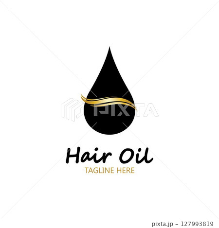 hair oil essential logo with drop oil and hair logo symbol-vector 127993819