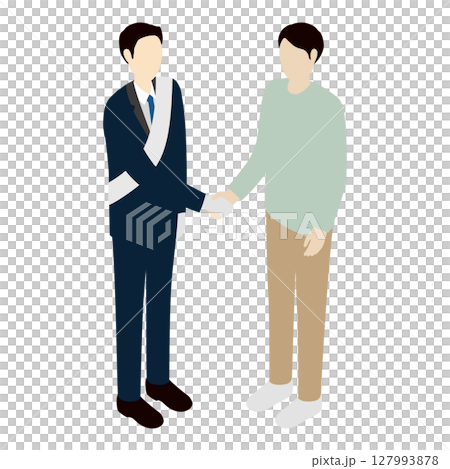 競選期間候選人和選民握手的等距插圖 競選期間候選人和選民握手的等距插圖 127993878