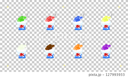 8bitレトロゲーム風 かき氷のイラスト（キラキラ付き・背景透過） 127993933