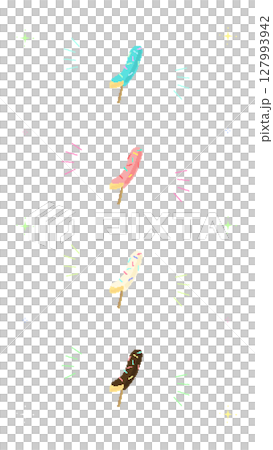 8 位復古遊戲風格巧克力香蕉插圖（透明背景，單獨剪切） 127993942