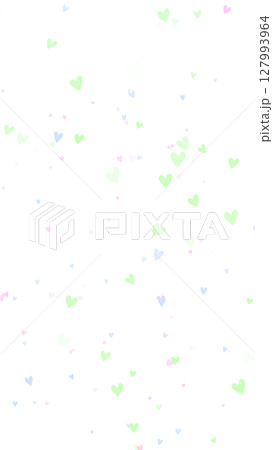 背景透過・縦長 可愛らしいハートが散りばめられたイラスト素材 127993964