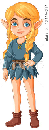 Charming Fairy with Braided Hair in Forest Attire Charming Fairy with Braided Hair in Forest Attire 127994215