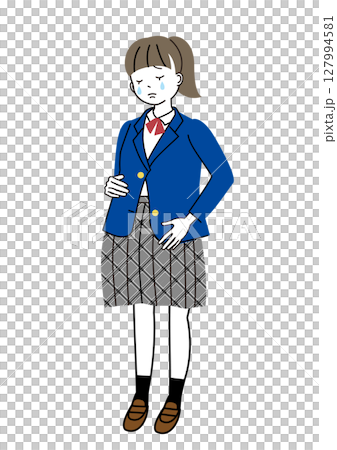 Crying pregnant high school girl 127994581