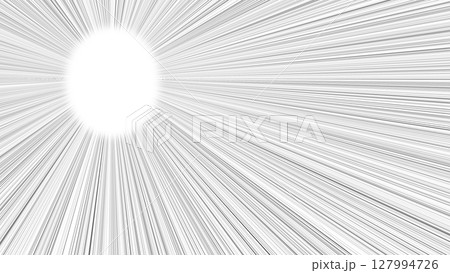 左上に収束する透明背景の漫画集中線 127994726