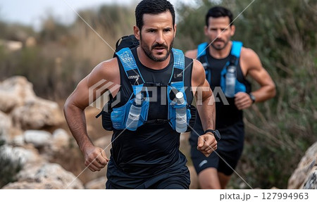 Men trail running hydration vests summer active lifestyle sports fitness 127994963