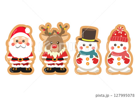 クリスマスをイメージしたサンタクロースたちの切り抜きイラスト クリスマスをイメージしたサンタクロースたちの切り抜きイラスト 127995078
