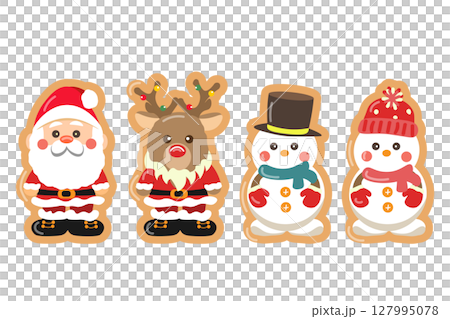 クリスマスをイメージしたサンタクロースたちの切り抜きイラスト クリスマスをイメージしたサンタクロースたちの切り抜きイラスト 127995078