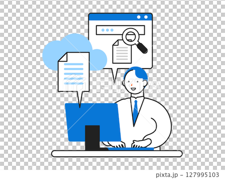 DX デジタルトランスフォーメーションを推進する社会のイラスト　クラウド文書管理 127995103