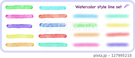 カラフルな水彩の吹き出し　あしらいのラインセット 127995218