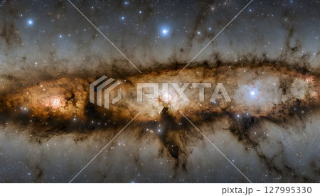 Cosmic galaxy swirl nebula stars and gas clouds in space 127995330