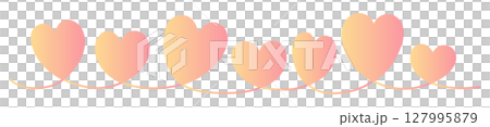 Seven connected hearts in a gradient from yellow to pink Seven connected hearts in a gradient from yellow to pink 127995879