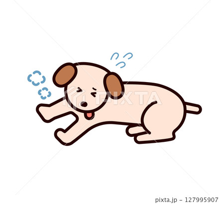 シンプルかわいい熱中症の犬のイラスト シンプルかわいい熱中症の犬のイラスト 127995907