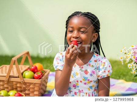 happy asian girl blowing bubbles in park 127995968