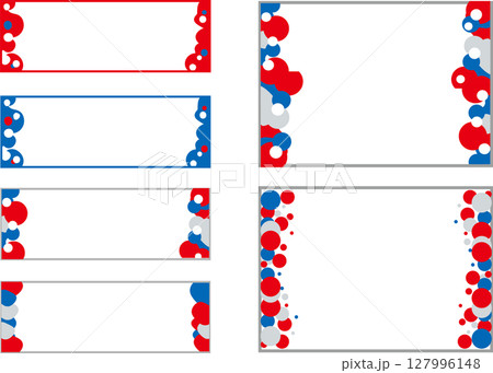 可愛くてカラフルなフレームセット、水玉・赤・青・グレー・バナー 可愛くてカラフルなフレームセット、水玉・赤・青・グレー・バナー 127996148