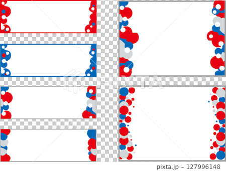 可愛くてカラフルなフレームセット、水玉・赤・青・グレー・バナー 可愛くてカラフルなフレームセット、水玉・赤・青・グレー・バナー 127996148