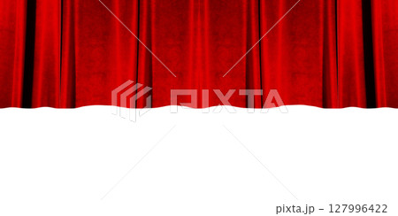 赤い幕のステージ　PNG素材 127996422