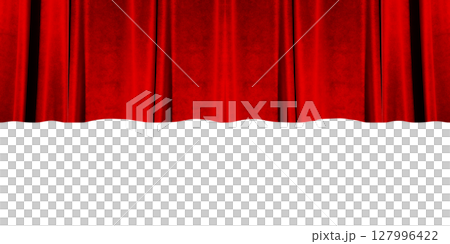 赤い幕のステージ　PNG素材 127996422