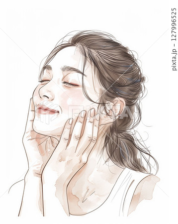 スキンケアをする女性 127996525