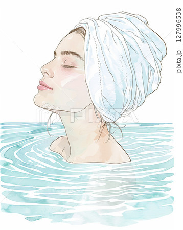湯船に浸かる女性 127996538