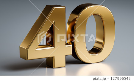 Golden number 40 displayed on a neutral background 127996545