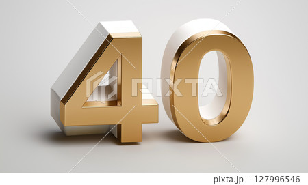 The number 40 in gold and white against a light background 127996546