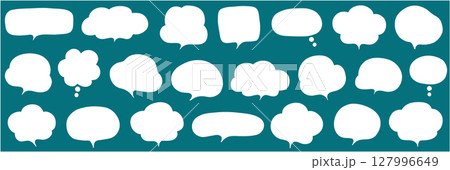 シンプルな吹き出しのベクターイラストセット。ふきだし、フレーム、おしゃれ、ゆるい 127996649