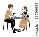 カフェでコーヒーを飲む男女 127996834