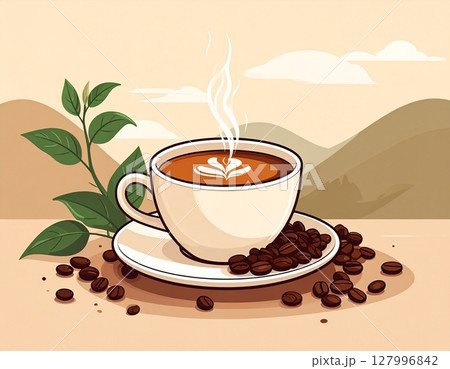 ベトナムコーヒーのシンプルなイラスト 127996842