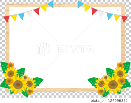 Text frame decorated with sunflowers 127996882
