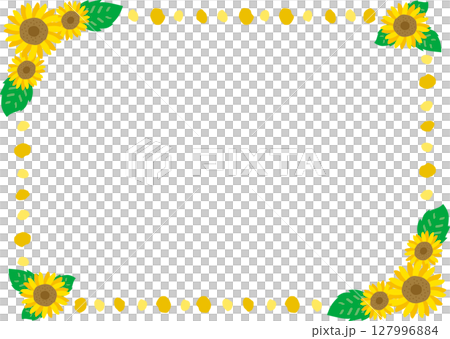 ひまわりの装飾フレーム 127996884