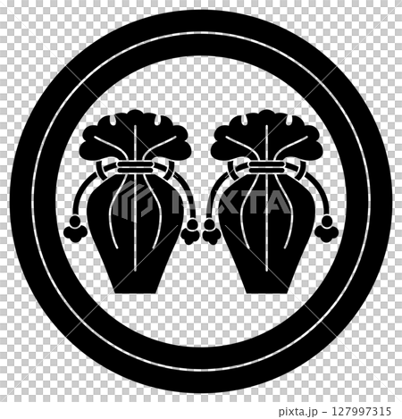 家紋です。二重輪に並び瓶子と言います。 家紋です。二重輪に並び瓶子と言います。 127997315