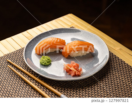 Salmon nigiri sushi 127997821