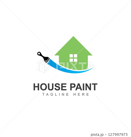 Housebulding paint logo icon vector illustration Housebulding paint logo icon vector illustration 127997973