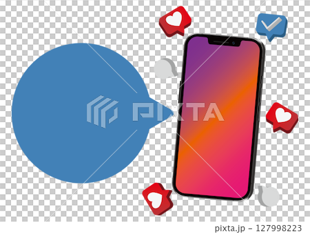 スマートフォンとSNS画面 127998223