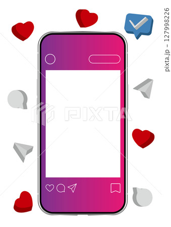 スマートフォンとSNS画面 スマートフォンとSNS画面 127998226