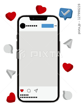 スマートフォンとSNS画面 スマートフォンとSNS画面 127998228