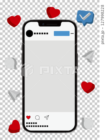 スマートフォンとSNS画面 スマートフォンとSNS画面 127998228