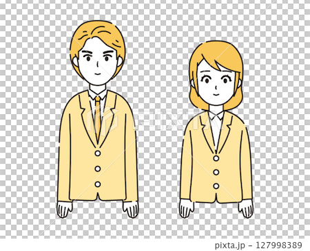 一套 3 幅西裝男女插圖 127998389