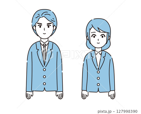 スーツを着た男性と女性のイラストセット2 127998390