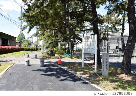 愛知県　知立の松並木と側道と観光案内板 127998398