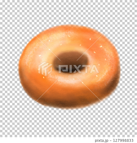 Original donut isolated crayon drawing, glazed doughnut illustration 127998833